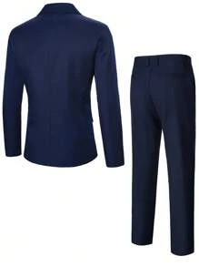 Calvornis بدلة رجالية من قطعتين، سترة بأكمام طويلة وبنطال طويل، لون أحادي، بدلة عمل كاجوال عصرية، "Old Money"