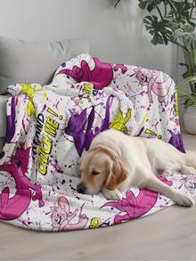 TOM & JERRY X SHEIN Manta de franela con estampado de dibujos animados - Manta de terciopelo coral ultra suave, manta de felpa lujosa para sofá, cama y oficina, regalo cómodo lavable a máquina, adecuado para adultos. - Rosa Pálido - Ver 9