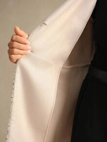 Flouryn Plus Size Women Elegant Commuter Lapel Patchwork Jacquard Fabric Overcoat - Khaki - View 7