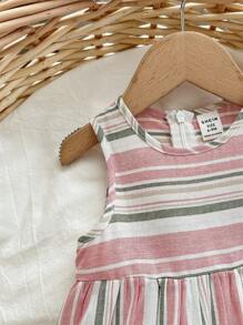 Bimba Abito trapezio blocco a righe zip retro