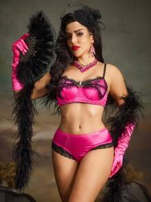 Women's Ruched Contrast Lace Hipster Panties Vintage - Purple - View 7