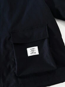 Tween Boys' Casual Street Style 3D Pocket Fleece Hoodie Jacket, Suitable For School And Outings Fall Winter - Black - View 7