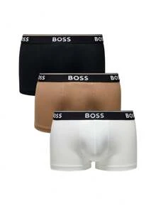 Hugo Boss Men's Comfortable Letter Print Elastic Waist Boxer Briefs - Black - View 1