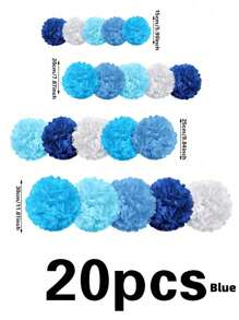 16/20/21pcs Pink, Blue, Green, Multicolor Paper Flower Balls Pom Pom Decorations, Suitable For Mother's Day, Wedding, Confession Day, Baby Shower, Birthday Party, Indoor And Outdoor Decor
