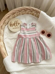 Bimba Abito trapezio blocco a righe zip retro