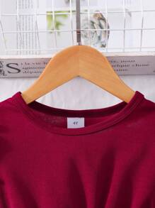 Glamorique Kids Girls' Solid Color Round Neck Pearl Puff Sleeve 3D Flower Elegant Summer Dress With Belt