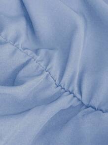 Viva Relle Plus Size Women's Summer Sexy Vacation Elegant Elegant Deep V-Neck Polka Dot Splice Mesh Sheer Puff Sleeve Multi-Layer Ruffle Hem Belted Maxi Dress