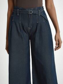 Women's Casual Vacation Wide Leg Flare Jeans - Dark Wash - View 5