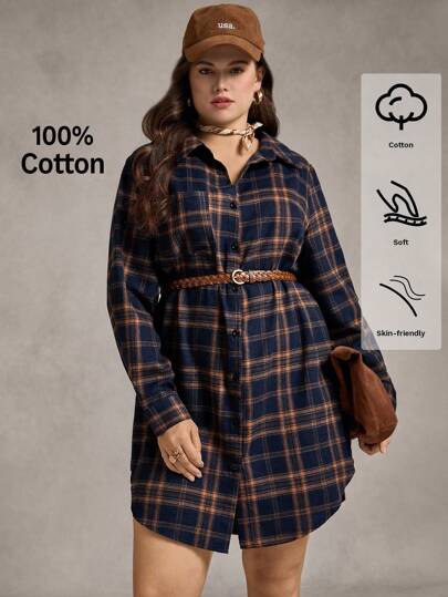 Zelara Plus Size Blue And White Striped Knee-Length Fall Dresses With Open Shirt Collar Baby Blue Dress Women Dress With Sleeves Blue Homecoming Dress Comfortable Cotton Business Casual Woman Work Dress Business Dress Going Out Outfits Office Streetwear Women Kawaii Back To School Fall Women Clothes Winter Outfit For Women Old Money Outfits Women Button Up Business Casual Woman Autumn Party