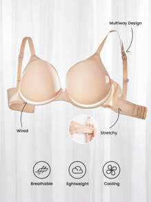 LUVLETTE Plus Dream Curve Air Smooth Full Coverage Basic Minimizer Áo ngực SizeFreedom - Màu be - Xem 2