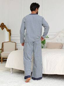 DAZY Plaid Fabric Shirt Paired With Men's Casual Home Outfit, Spring/Summer, Fall Clothes Pajama - Multicolor - View 2