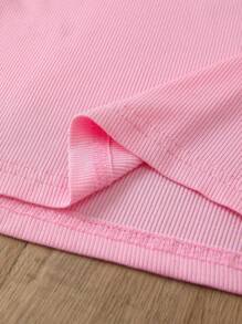 INAWLY Áo ba lỗ cổ tròn thêu họa tiết ớt chuông cho nữ - Hồng - Xem 5