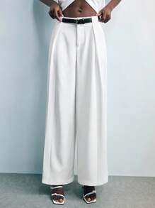 Maija Quần ống rộng thiết kế túi bên hông phong cách thành phố hiện đại 2025, thích hợp cho đầu thu - trắng - Xem 1