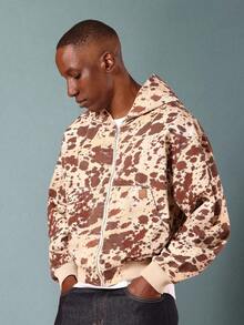 SUMWON Áo khoác bomber cotton twill họa tiết da bò có mũ trùm đầu thời trang thu đông thường ngày họa tiết động vật áo khoác ngoài cỡ lớn - Nhiều màu - Xem 2