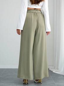 SHEIN Tall CURVE Plus Size Women Belted Printed Loose Vacation Style Wide Leg Leopard Pants Commute Minimalist Office Old Money Simple, Suitable For Autumn And Winter Plus Size Wide Leg Pants Curve Tall Pants Tall Wide Leg Pants For Women Tall Curve Women Pants