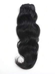 10 件套自然波浪真人发夹式接发双纬直发假发波浪接发女士波浪夹式接发 160 克/套 - Natural Black - 查看 4