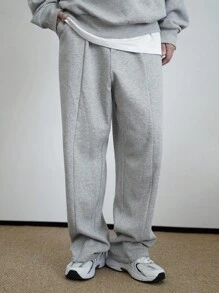 DAZY 男士纯色长袖拉链运动服套头衫和宽松运动裤套装，秋季舒适服装