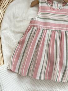 Bimba Abito trapezio blocco a righe zip retro
