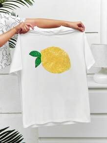 INAWLY T-shirt col rond manches courtes grande taille pour femme, simple et à la mode, idéal pour l'été