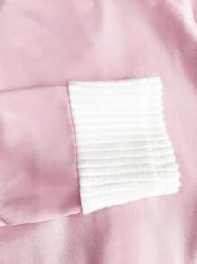 Franclia Women's Elegant Contrast Color Single-Breasted Lapel Long Sleeve T-Shirt Fall Cloth For Women