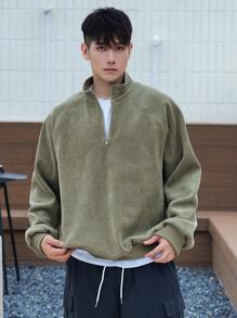 DAZY Men's Front Zipper Long Sleeve Simple Casual Top, Daily Wear Fall,Winter