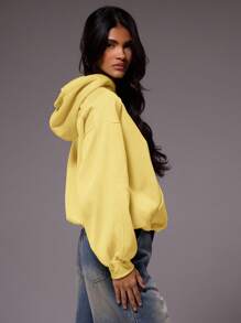 MUSERA Sweat à capuche ample et décontracté avec imprimé graphique "Printemps", idéal pour le printemps et l'été, décontracté et mignon pour les vacances - Jaune citron - Voir 4