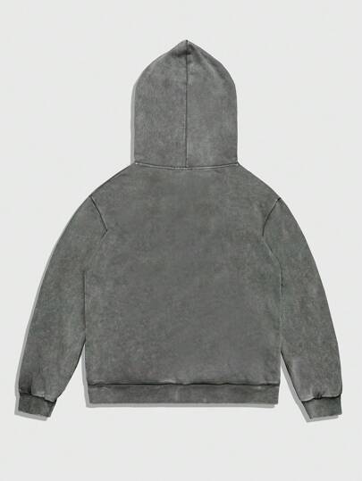 Grunge Punk Sudadera con capucha de unicolor, de manga larga y cremallera con cordón para hombre