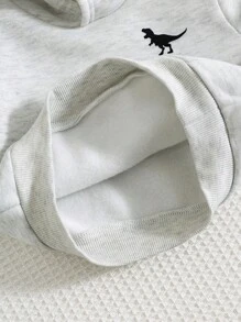 SHEIN 两件套男/女婴恐龙印花连帽衫和运动裤套装，舒适百搭，时尚休闲，适合室内、室外、日常穿着、运动、玩耍、派对、拍照、度假、返校、秋冬季穿着。男婴运动服套装，男婴运动裤套装，男婴运动套装，男婴恐龙运动服套装，男婴连帽衫套装，秋季 - 灰色 - 查看 7