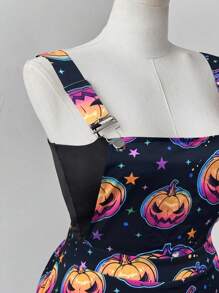 Sweetra 加大码彩色骷髅十字架性感无袖连衣裙 - 彩色 - 查看 4