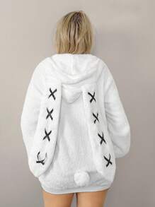 Sweetina 兔耳毛绒球开衫外套，可爱性感甜美，适合居家户外秋季女装