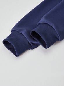 Tween-Mädchen Lässiges Set aus Langarm-Sweatshirt mit Buchstabendruck und engen Bike-Shorts, geeignet für die tägliche Lässig und den Sport, Frühling/Herbst - Blau - Übersicht 6