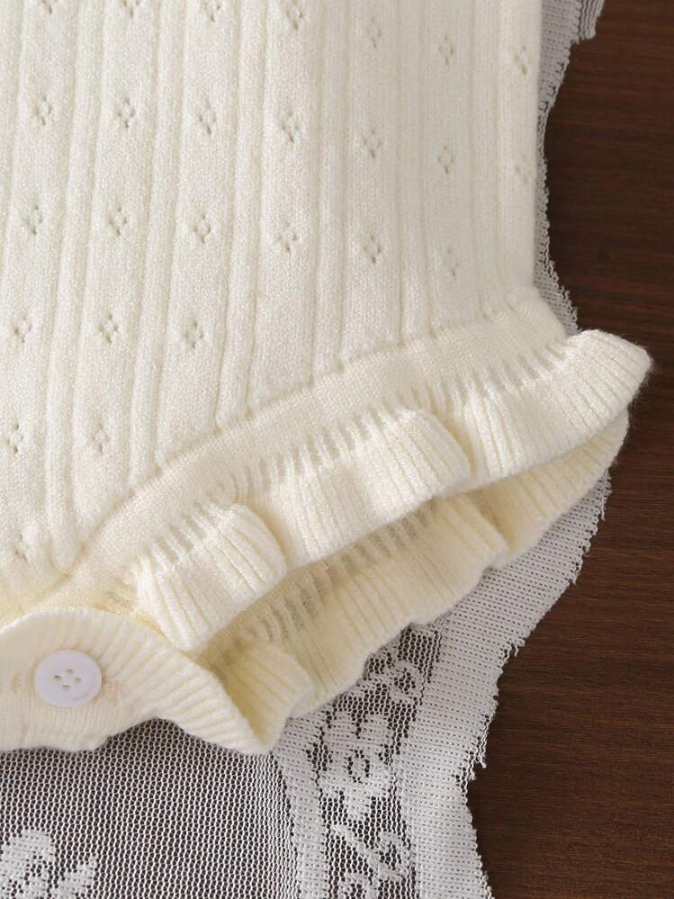 SHEIN Body de suéter para bebé niña, body de punto de manga larga, cómodo y lindo, adecuado para otoño/invierno, color albaricoque, elegante para uso diario, interior, exterior y viajes - Albaricoque - Añade 6