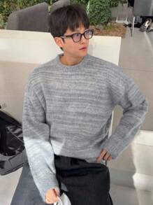 DAZY Multi-Color Textured Jacquard Knit Sweater For Men, Autumn - Multicolor - View 3