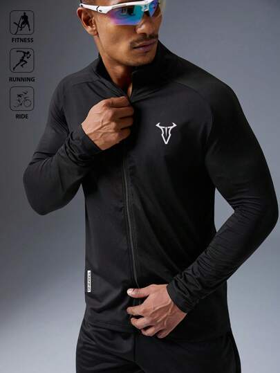 Manfinity Sport Polished Męska sportowa kurtka z raglanowymi rękawami, zapinana na zamek, oddychająca, odprowadzająca pot, lekka, bezszwowa konstrukcja podkreślająca sylwetkę, dopasowany krój do ćwiczeń, lekka kurtka sportowa