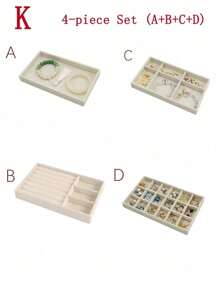 Jewelry Tray Organizer, Jewelry Necklace Earring Ring Display Storage Box, Stackable Jewelry Holder Case Makeup Cosmetic Organizer For Earrings Necklace Rings Bracelets Pendants Pearl