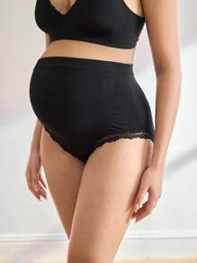 SHEIN 1pc Women Lace Trim Comfortable Maternity Underwear