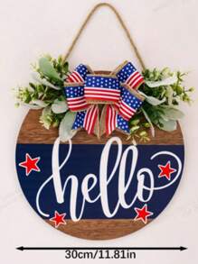 SHEIN 1pc Farmhouse Style Wood Plastic Welcome Door Sign, July 4th Front Door Sign Patriotic Welcome Hanging Decoration, Independence Day Decoration, Outdoor Garden Front Door Sign Hanging, Suitable For Home, Office, Bedroom, Kitchen, Dining Room, Bar Decoration, Room Decor, Home Decor, 30cm/11.81in