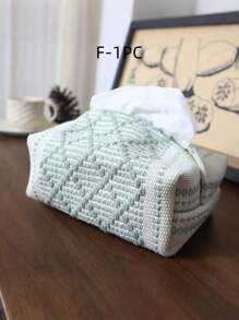 1 件简约风格编织布纸巾盒架，创意纸巾分配器适用于餐厅、客厅、汽车、纸巾套、家居用品、桌子、家居装饰、家居组织和存储、房间装饰、卧室房间装饰，简单编织，撞色波西米亚风格 - 彩色 - 查看 18