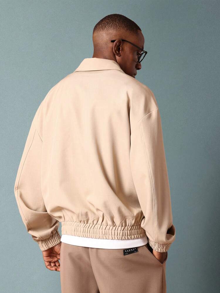 Harrington Bomber Jacket With Elasticated Waist And Embroidered Logo