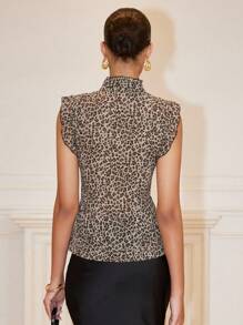 Chiquease 复古豹纹蝴蝶结短款上衣，时尚夏季新品 - 彩色 - 查看 2