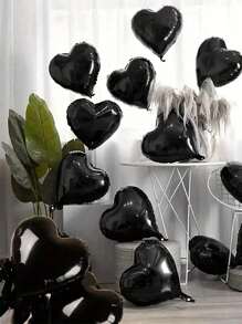 20pcs 18" Foil Heart Shaped Balloons For Wedding, Birthday, Proposal Party Decor,Christmas - Black - View 15