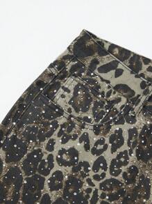 ROMWE MEN Street Life Spring/Summer Casual Leopard Men'S Loose Fit Pocket Leopard Print Denim Shorts - Multicolor - View 7