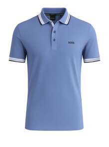 Hugo Boss Camisa polo de manga corta y casual a rayas para hombre - 496 Azul Abierto - Ver 4