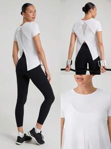 GLOWMODE Run Like The Wind Sweat-Wicking Quick-Dry Mesh Slit Back Relaxed Fit Short-Sleeve Tee Running Jogging Training Gym Active Daily Wear