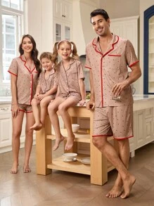 FamilyFrolics 母女款甜心撞色镶边领睡衣套装 - 彩色 - 查看 4