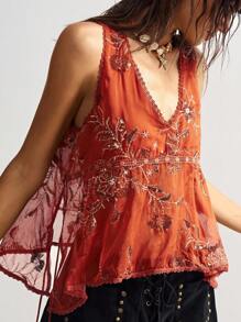 Bohemela 女士休闲梭织露背吊带衬衫 - 棕色 - 查看 2