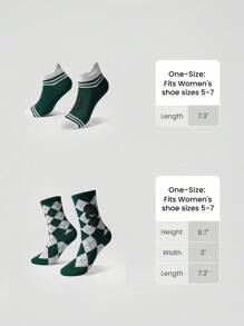 GLOWMODE X Harry Potter 2-Pack Soft Comfy Jacquard Embroidered Anti-Chafing Cotton Blend Crew Socks & Ankle Socks Set Daily Casual - Green - View 6