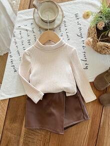 LMoss Kids Bộ 2 áo thun cổ polo dệt kim màu trơn và quần short thường ngày cho bé gái - Nhiều màu - Xem 7