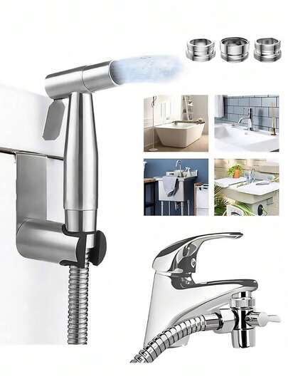 Yüksek Basınçlı Bide Sprey Seti - Banyo İçin Musluk Bağlantılı 304 Paslanmaz Çelik Tuvalet Temizleyici