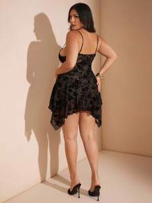 SHEIN BAE 女士大码服装 婚纱 伴娘服 迷你裙 派对服 约会服 外出/万圣节大码服装/婚礼宾客礼服 - 黑色 - 查看 3